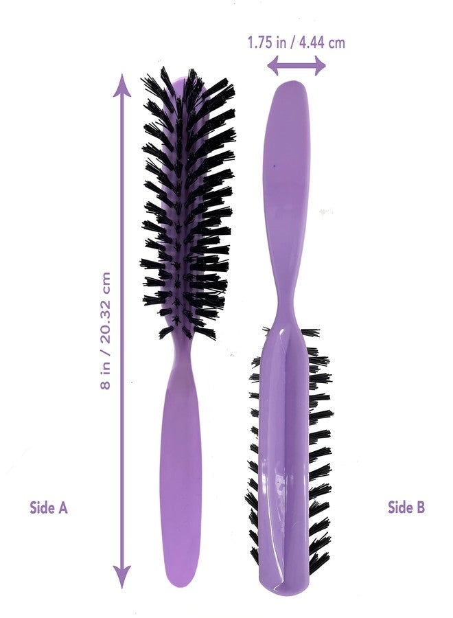 Styling Gear Detangling Hair Brush Nylon Bristles 7 Row Teasing Womens Brush For Thick Hair Small Travel Hairbrush Brush For Hair 1 Pcs. (Lavender) - Image 2
